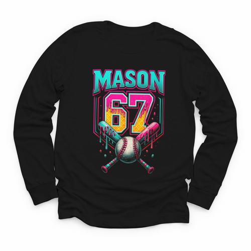 Mason 67 Ice Cream Drip Baseball Ice Cream Drip Youth Long Sleeve Tee - Sportilla