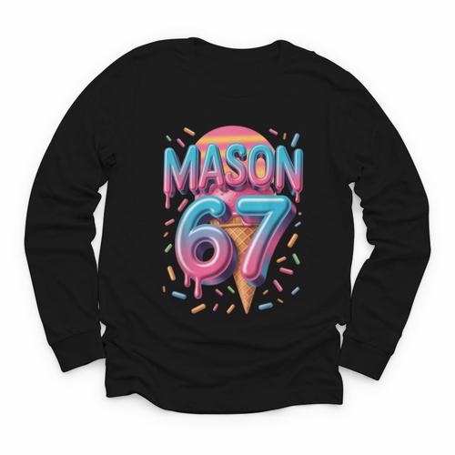 Mason 67 Meme Ice Cream Baseball Drip Youth Long Sleeve Tee - Sportilla