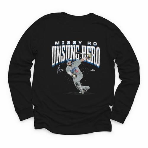 Miguel Rojas Unsung Hero Los Angeles Baseball MLBPA Youth Long Sleeve Tee - Sportilla