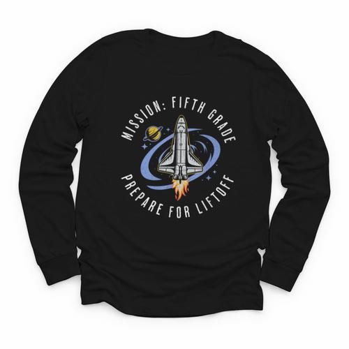 Mission Fifth Grade Space Rocket Back To School VI Youth Long Sleeve Tee - Savourry
