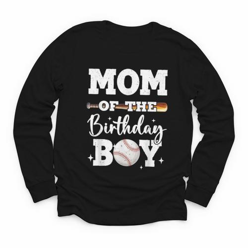 Mom Of The Birthday Boy Baseball Bday Family Youth Long Sleeve Tee - Sportilla