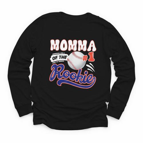 Momma Rookie Of Year 1st Birthday Baseball Theme Matching Youth Long Sleeve Tee - Sportilla