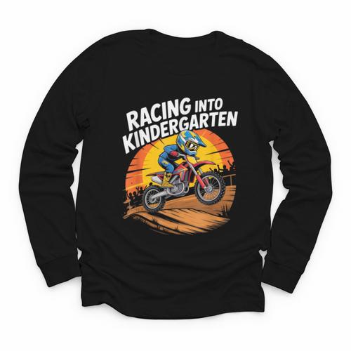 Motocross Back To School Dirt Bike Racing Into Kindergarten Youth Long Sleeve Tee - Savourry