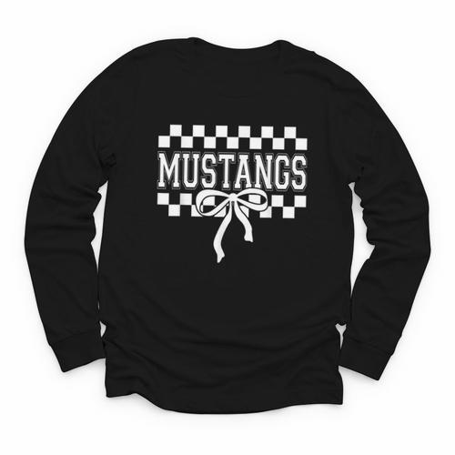 Mustangs High School Spirit Fan Team Mustang Back To School Youth Long Sleeve Tee - Savourry