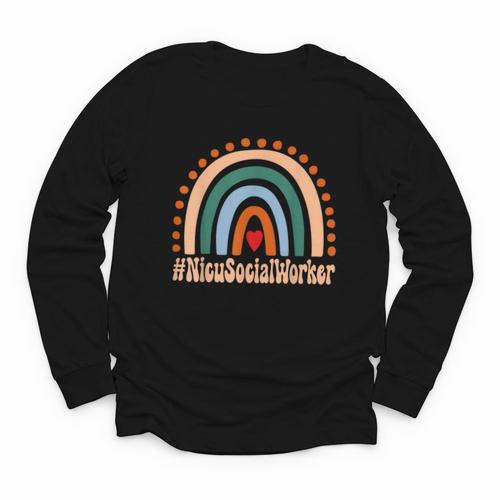 Nicu Social Worker Rainbow Appreciation Day Back To School Youth Long Sleeve Tee - Savourry