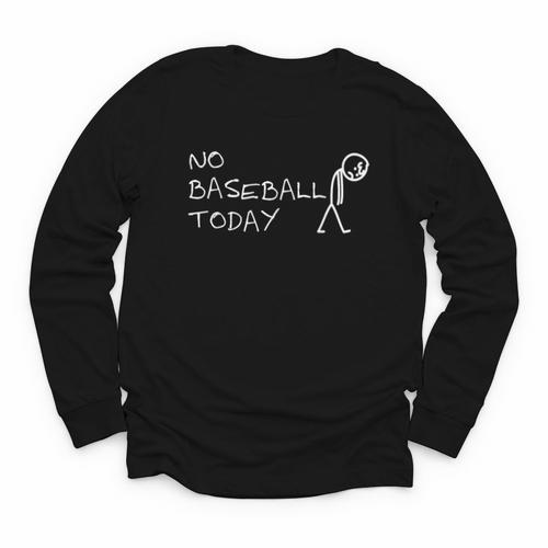 No Baseball Today Sad Stickman Sports Fan Youth Long Sleeve Tee - Sportilla