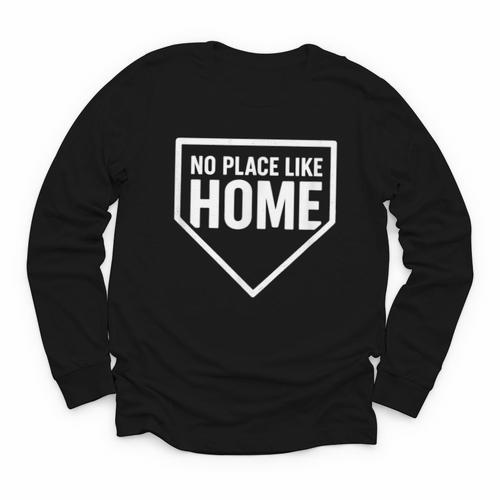 No Place Like Home Baseball Home Plate Youth Long Sleeve Tee - Sportilla