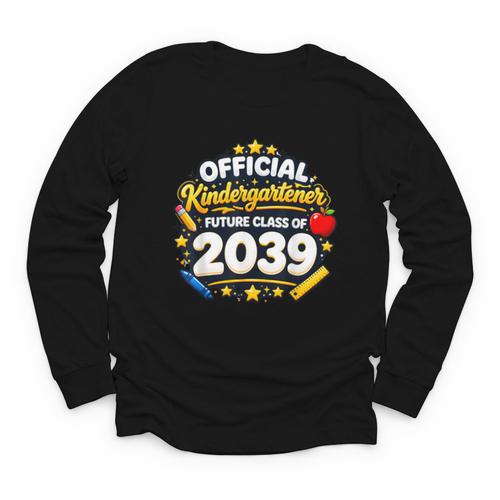 Official Kindergartener Future Class Of 2039 Back To School Youth Long Sleeve Tee - Savourry