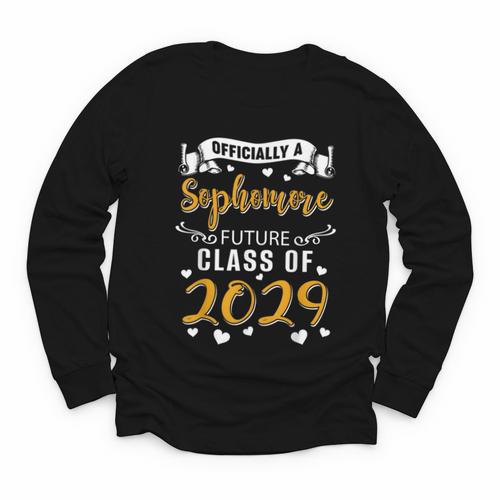 Officially a Sophomore Future Class Of 2029 Back To School Youth Long Sleeve Tee - Savourry