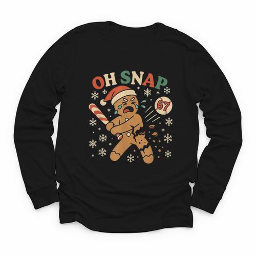 Oh Snap Gingerbread 67 Meme Baseball Christmas Xmas Youth Long Sleeve Tee - Sportilla