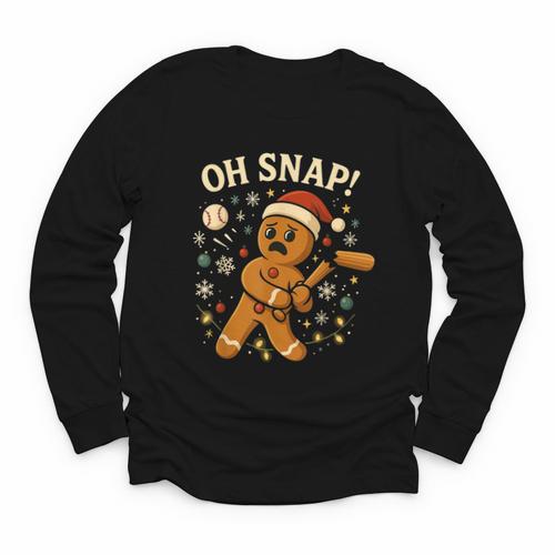Oh Snap Gingerbreadman Christmas Baseball Youth Long Sleeve Tee - Sportilla