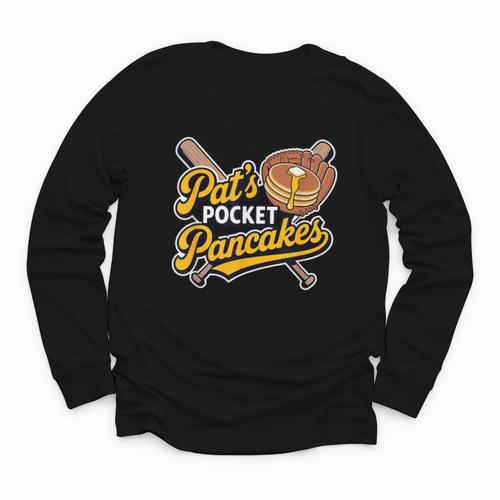 Pat's Pocket Pancakes Baseball Glove Stack Syrup Youth Long Sleeve Tee - Sportilla