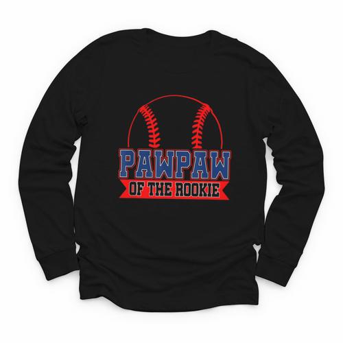 Pawpaw Rookie Of Year 1st Birthday Baseball Theme Matching Youth Long Sleeve Tee - Sportilla