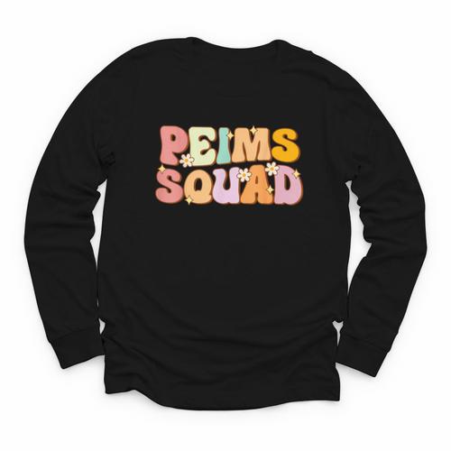 PEIMS Squad Groovy Back To School Women Appreciation Youth Long Sleeve Tee - Savourry