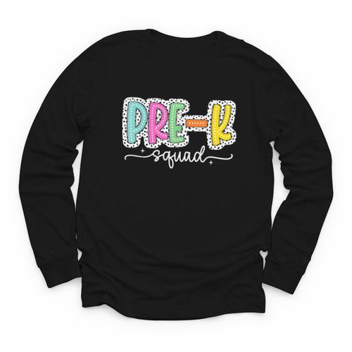 Pre-k Squad Back To School Dalmatian Dots Youth Long Sleeve Tee - Savourry