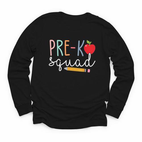 Pre-K Squad Tshirt Pre-K Back To School Youth Long Sleeve Tee - Savourry