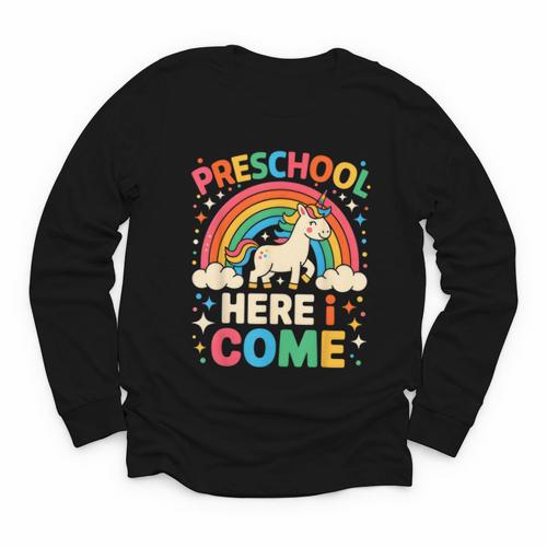 Preschool Here I Come Unicorn Back To School Preschool Girls Youth Long Sleeve Tee - Savourry