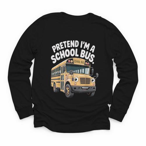 Pretend I'm A School Bus Back To School Bus Lover Youth Long Sleeve Tee - Savourry