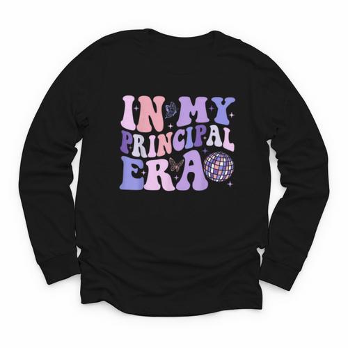 In My Principal Era Groovy School Headmaster Back To School Youth Long Sleeve Tee - Savourry