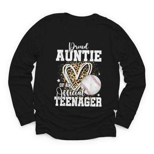 Proud Auntie Of An Official Teenager 13th Birthday Baseball Youth Long Sleeve Tee - Sportilla