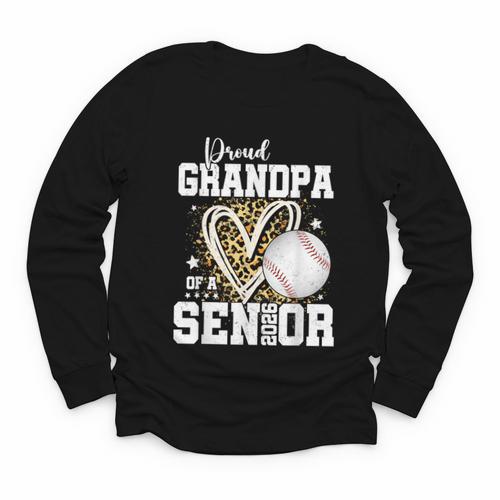 Proud Grandpa Of A 2026 Senior Baseball Graduation Leopard Youth Long Sleeve Tee - Sportilla