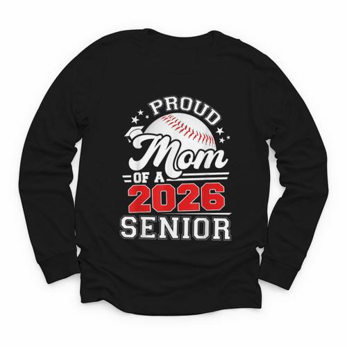Proud Mom Of A 2026 Senior Baseball Graduation 2026 Youth Long Sleeve Tee - Sportilla
