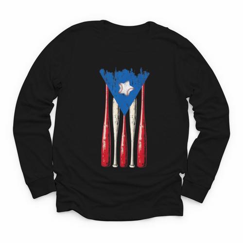 Puerto Rican Baseball Bats Puerto Rico Flag Pride BéIsbol Youth Long Sleeve Tee - Sportilla