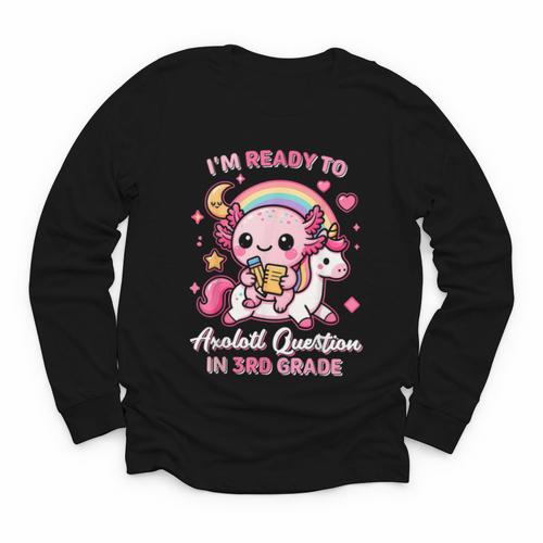 Ready To 3rd Grade Axolotl Questions Back To School Girls Youth Long Sleeve Tee - Savourry