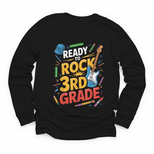 Ready To Rock 3rd Grade Music Back To School Youth Long Sleeve Tee - Savourry