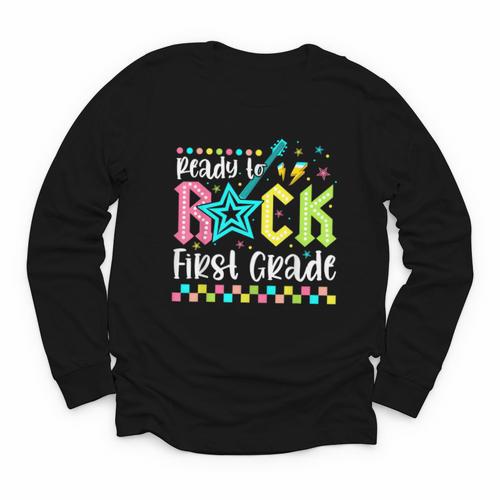 Ready To Rock First Grade Back To School 1st Grade Boys Kids Youth Long Sleeve Tee - Savourry