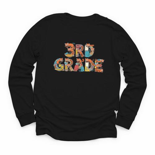 Red Panda Third Grade Back To School Kids Boys Girls Youth Long Sleeve Tee - Savourry