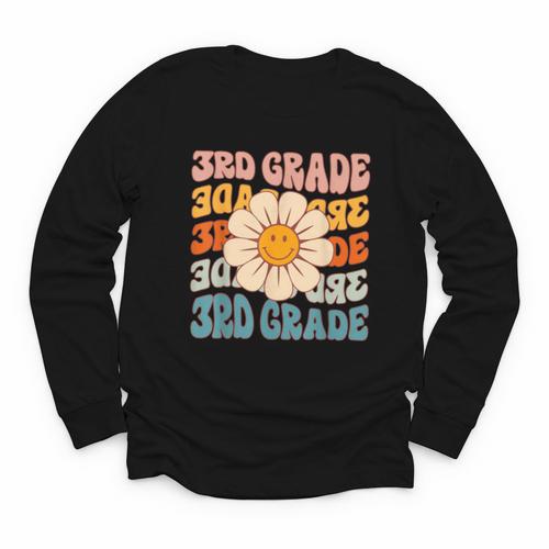 Retro 3rd Grade Daisy Colorful Back To School Third Grade Youth Long Sleeve Tee - Savourry