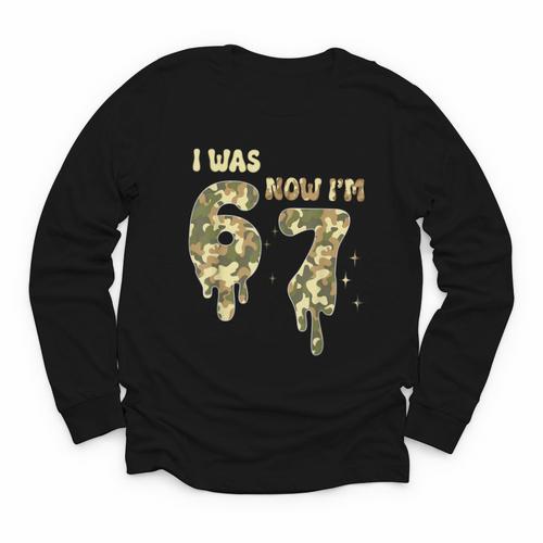 Retro I Was 6 Now I'm 7 Camo 67 Ice Cream Drip Baseball Youth Long Sleeve Tee - Sportilla
