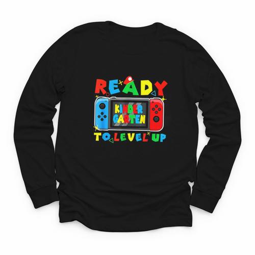 Retro Back To School Kindergarten Ready To Level Up Gamer Youth Long Sleeve Tee - Savourry