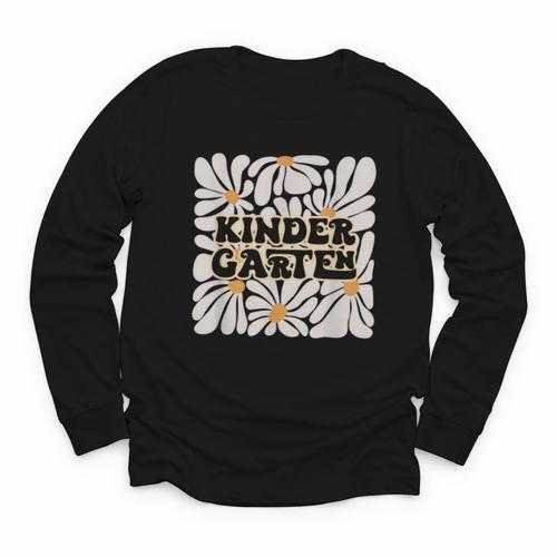 Retro Flower Power Squared Kindergarten Back To School Youth Long Sleeve Tee - Savourry