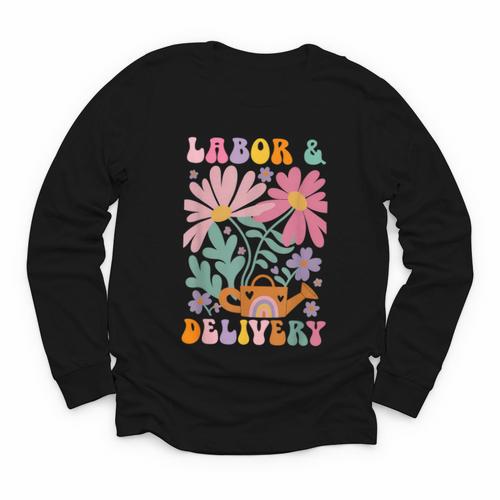 Retro Labor And Delivery Nurse Back To School Men Women Youth Long Sleeve Tee - Savourry