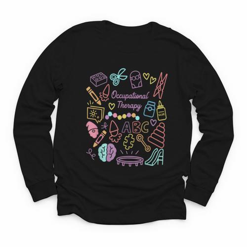 Retro Occupational Therapy Doodle Back To School Costume Youth Long Sleeve Tee - Savourry
