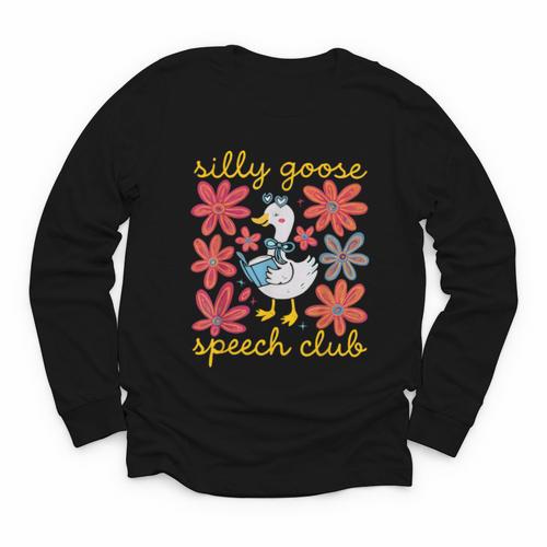 Retro Silly Goose Speech Therapy SLP Back To School Youth Long Sleeve Tee - Savourry
