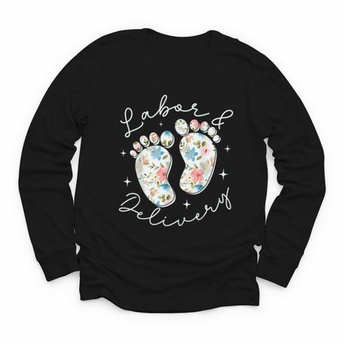 Retro Wildflowers Labor And Delivery Nurse Back To School Youth Long Sleeve Tee - Savourry