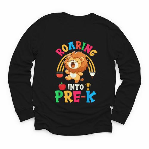 Roaring Into Pre-Kindergarten Lion Pre K Back To School Youth Long Sleeve Tee - Savourry