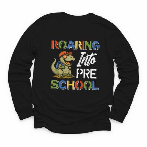 Roaring Into Preschool First Day Back To School Students Youth Long Sleeve Tee - Savourry