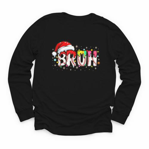 Santa Bruh Baseball Christmas Xmas Meme Pajamas Family Youth Long Sleeve Tee - Sportilla