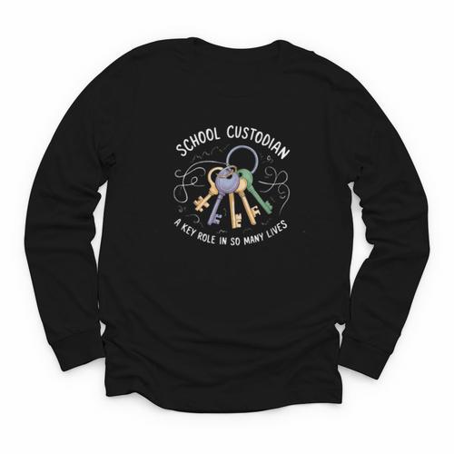 School Custodian Back To School Janitor Appreciation Men Youth Long Sleeve Tee - Savourry