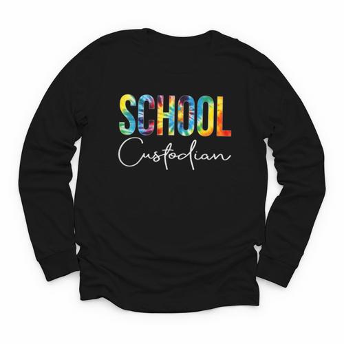 School Custodian Tie Dye Back To School For Women For Work Youth Long Sleeve Tee - Savourry