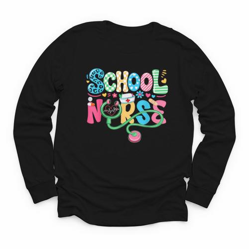 School Nurse Colorful Costume Back To School Nursing Job Youth Long Sleeve Tee - Savourry
