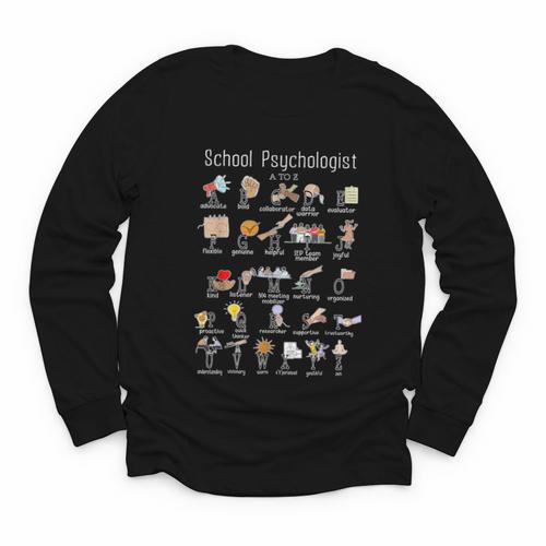 School Psychologist Alphabet ABCs Psychology Back To School Youth Long Sleeve Tee - Savourry