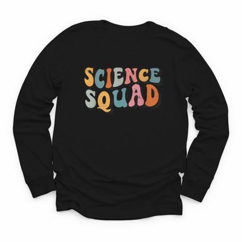 Science Squad Retro Groovy Back To School Matching Teaching Youth Long Sleeve Tee - Savourry