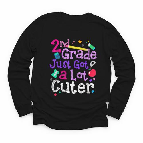 Second Grade Just Got Cuter Cute 2nd Grade Back To School Youth Long Sleeve Tee - Savourry