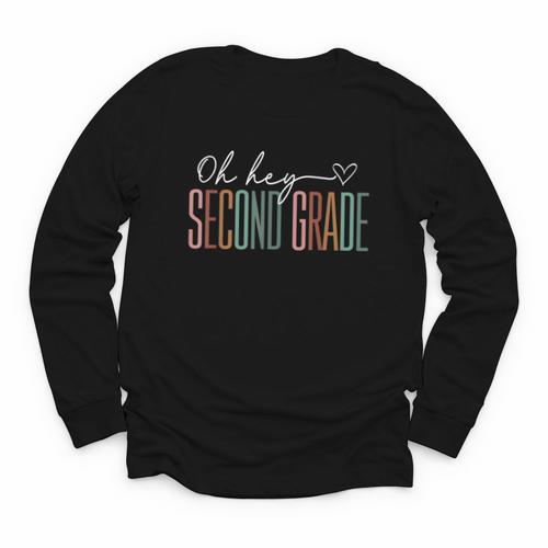 Second Grade Oh Hey Retro Back To School 2nd Grade Youth Long Sleeve Tee - Savourry