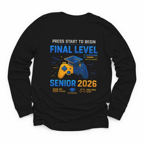 Senior Class Of 2026 Back To School Gamer Senior 2026 Youth Long Sleeve Tee - Savourry